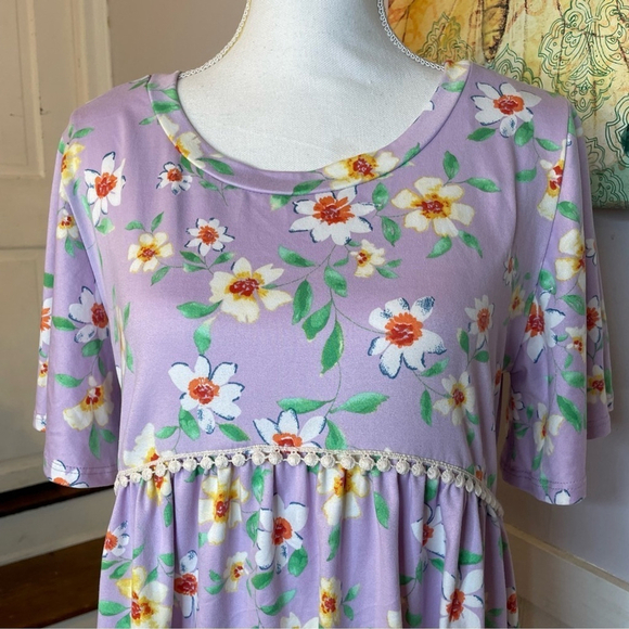 Dreamy Lilac Crochet Lace Babydoll Peplum Top - Cottagecore Meets Y2K - Picture 5 of 11